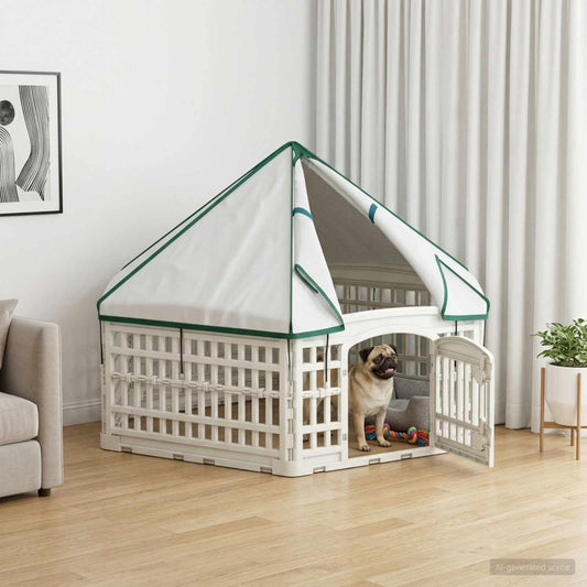 Panchetto per Cani a 6 Pannelli 122 x 106,5 x 82 cm Plastica