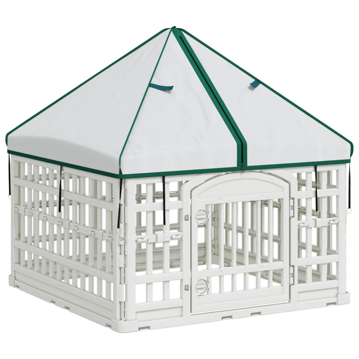 Pannello per cani a 4 sezioni con tetto 88 x 88 x 112 cm Bianco