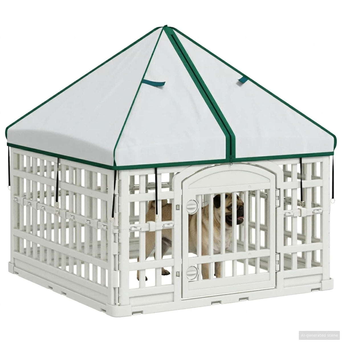 Pannello per cani a 4 sezioni con tetto 88 x 88 x 112 cm Bianco