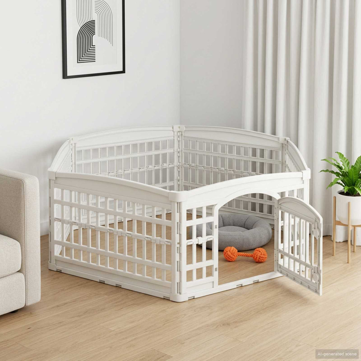 Panchetto per Cani a 6 Pannelli 177,5 x 154,5 x 58 cm Plastica