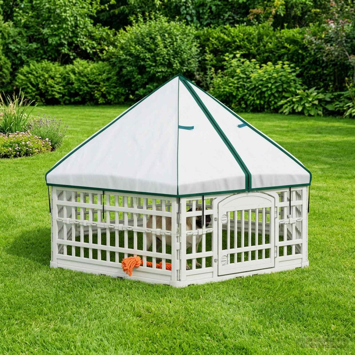 Panchetto per Cani a 6 Pannelli 177,5 x 154,5 x 112 cm Plastica