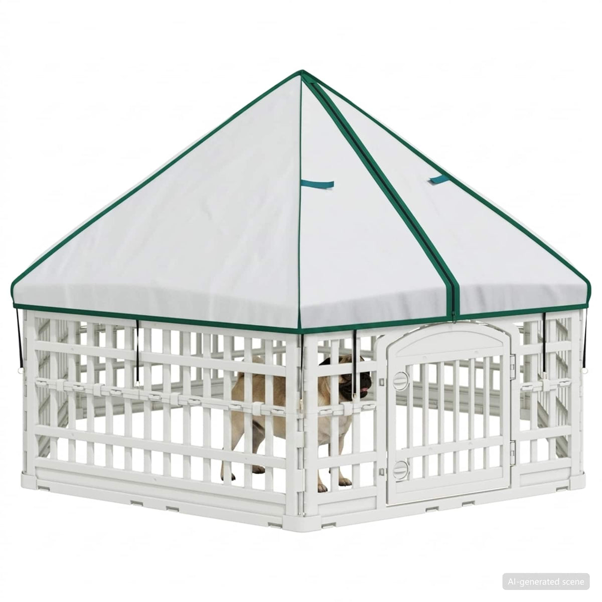 Panchetto per Cani a 6 Pannelli 177,5 x 154,5 x 112 cm Plastica