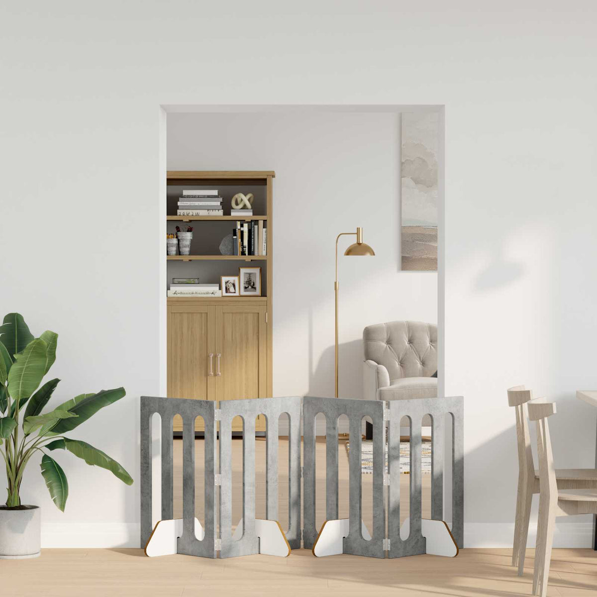 Recinto pieghevole per animali 4 pz Grigio Cemento