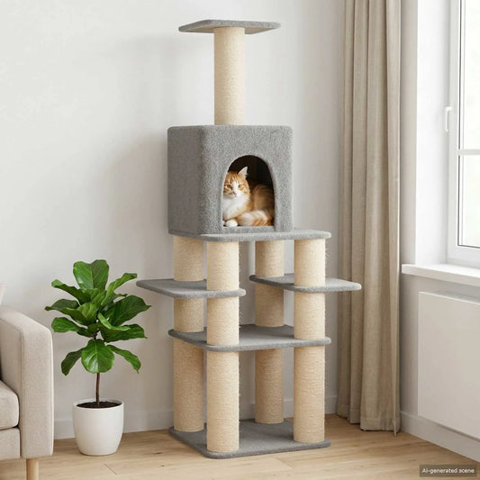 Albero per gatti con pali in sisal 81,5 x 56 x 180 cm