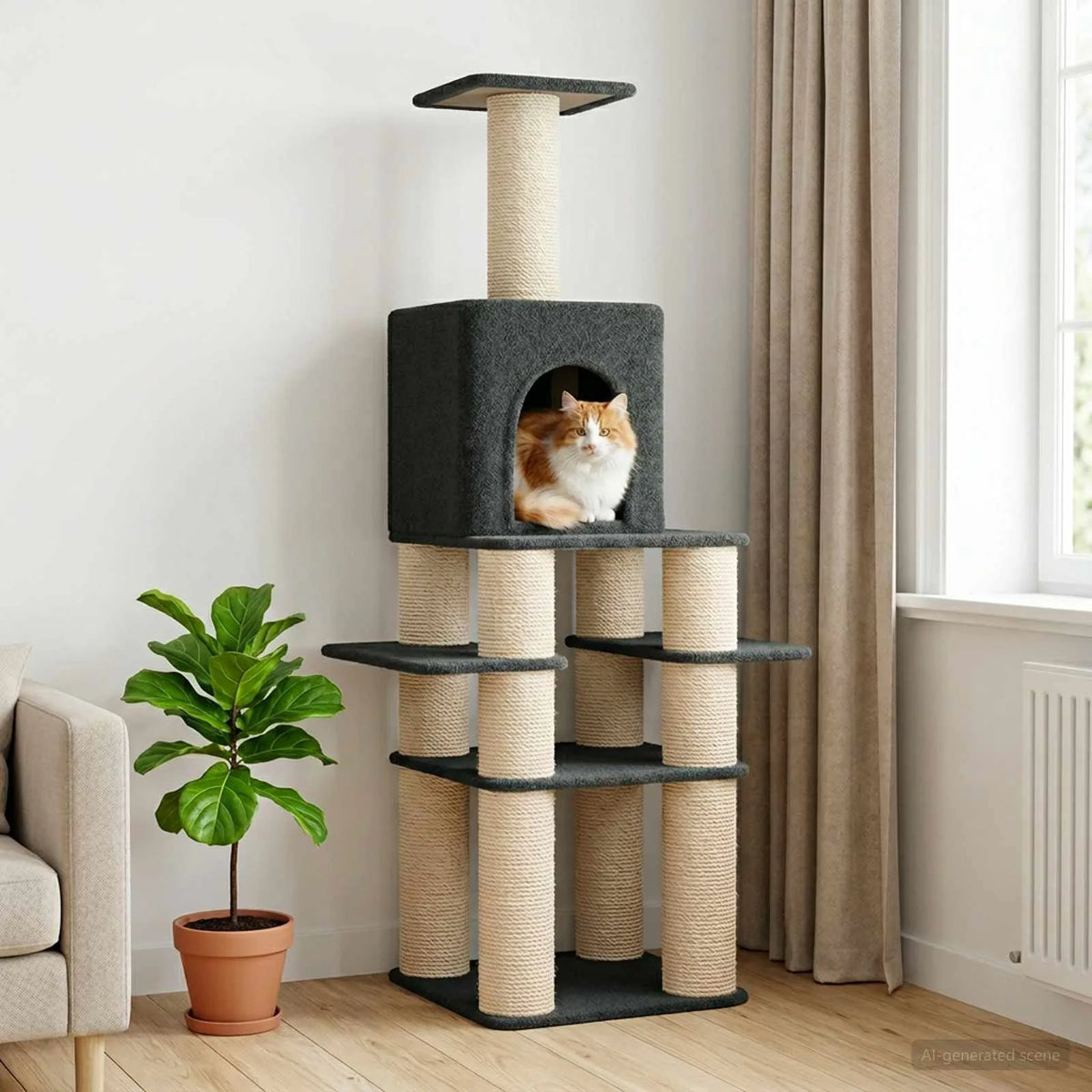 Albero per gatti con pali in sisal 81,5 x 56 x 180 cm