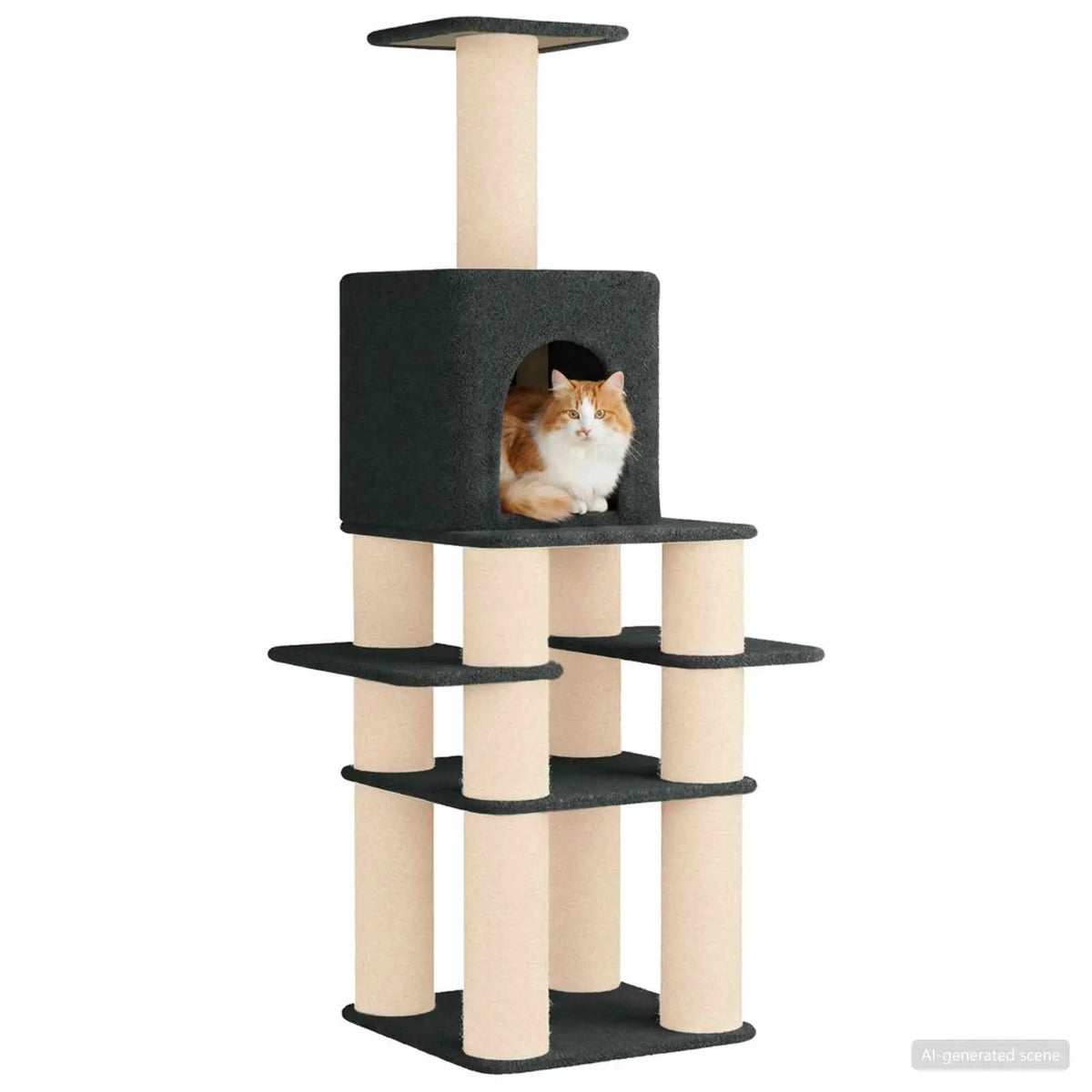 Albero per gatti con pali in sisal 81,5 x 56 x 180 cm