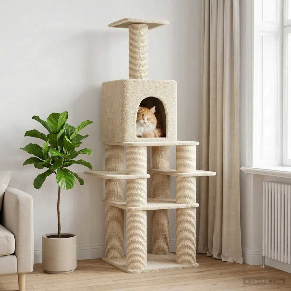 Albero per gatti con pali in sisal 81,5 x 56 x 180 cm