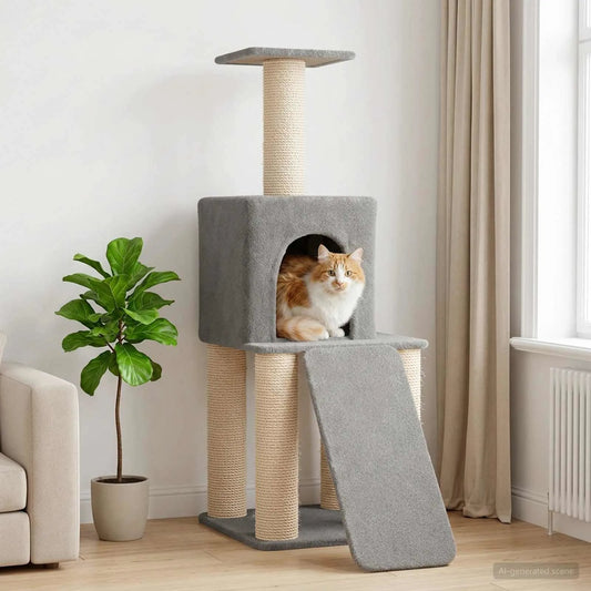 Albero per gatti con pali in sisal 56x95x146 cm