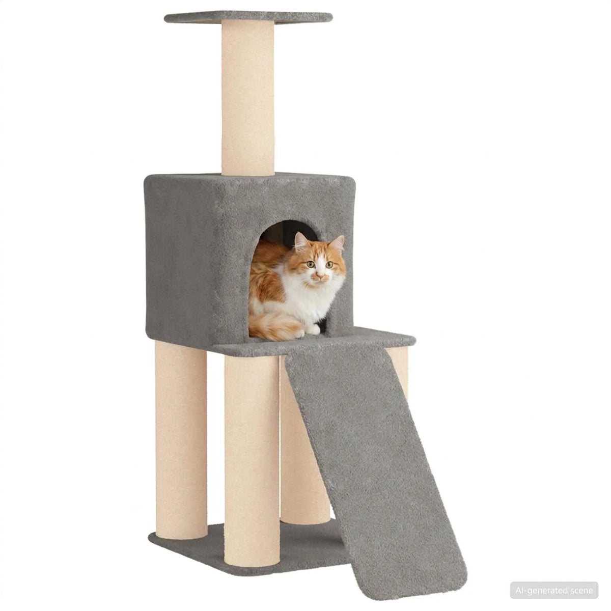 Albero per gatti con pali in sisal 56x95x146 cm