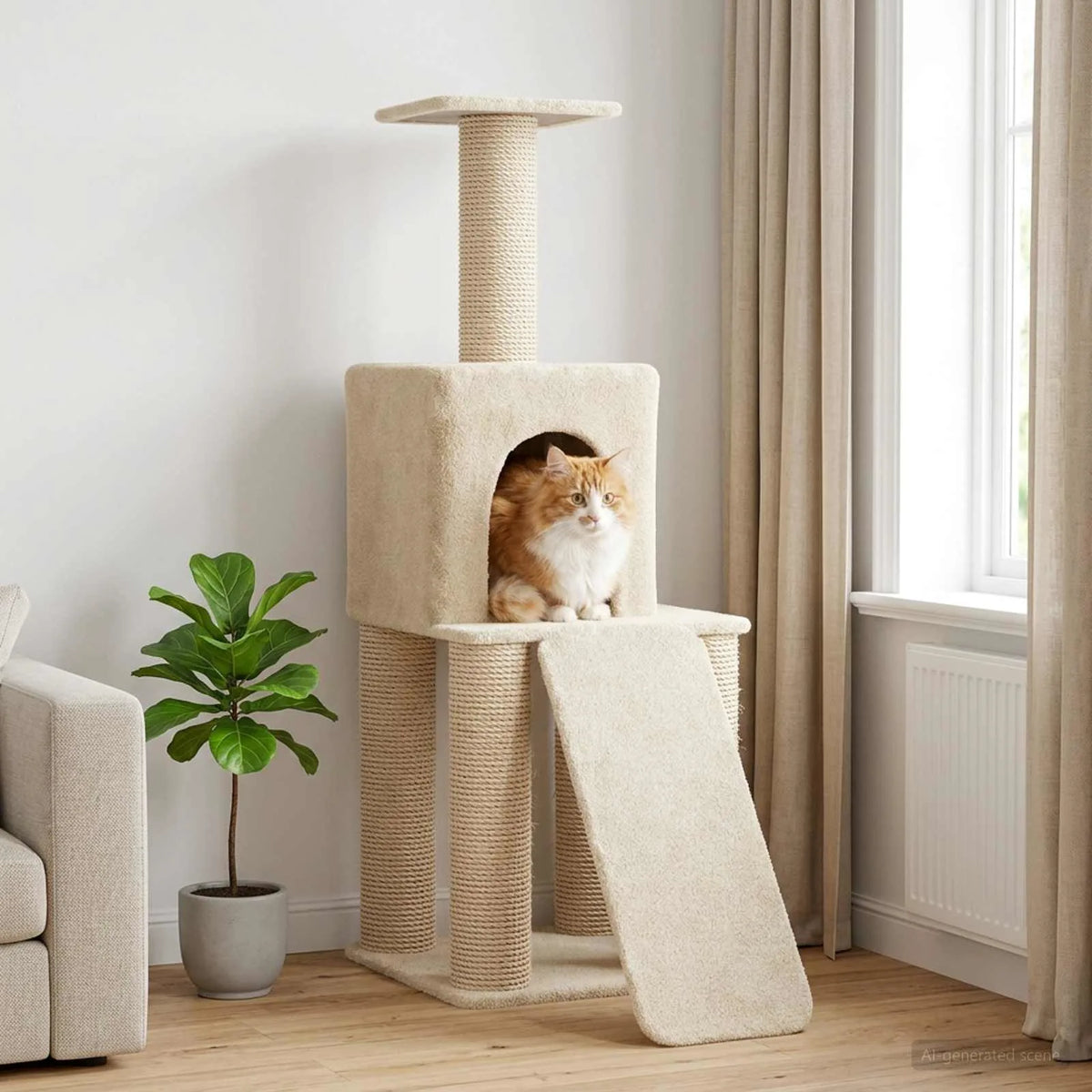 Albero per gatti con pali in sisal 56x95x146 cm