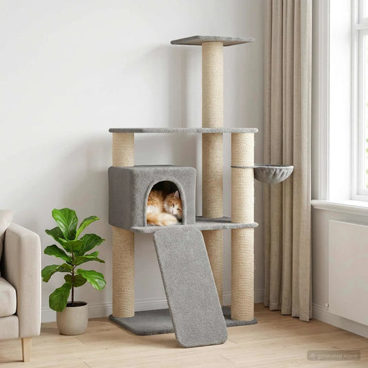 Albero per gatti con pali in sisal 102x95x173 cm