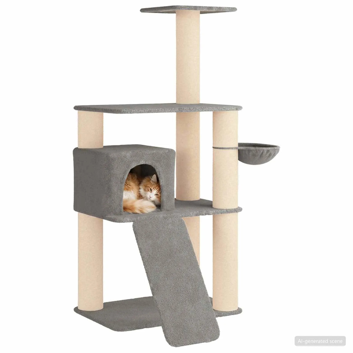 Albero per gatti con pali in sisal 102x95x173 cm
