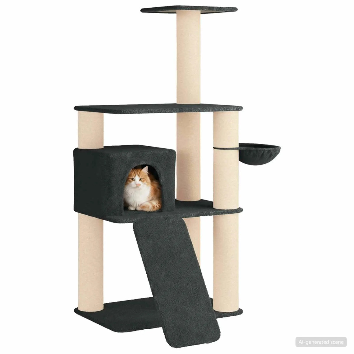 Albero per gatti con pali in sisal 102x95x173 cm