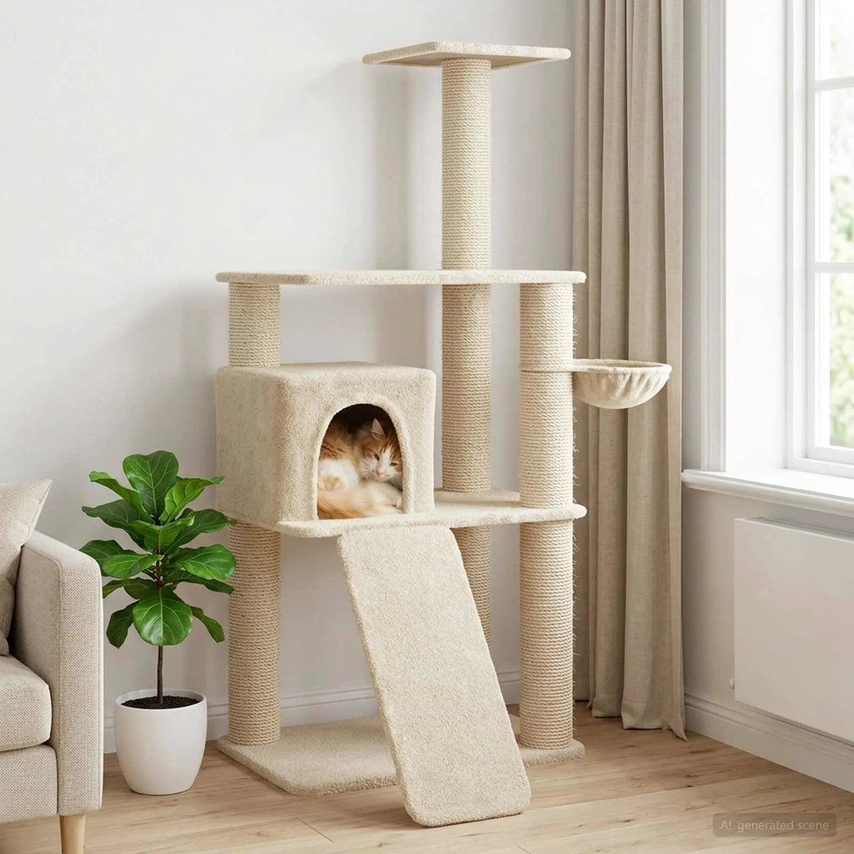 Albero per gatti con pali in sisal 102x95x173 cm