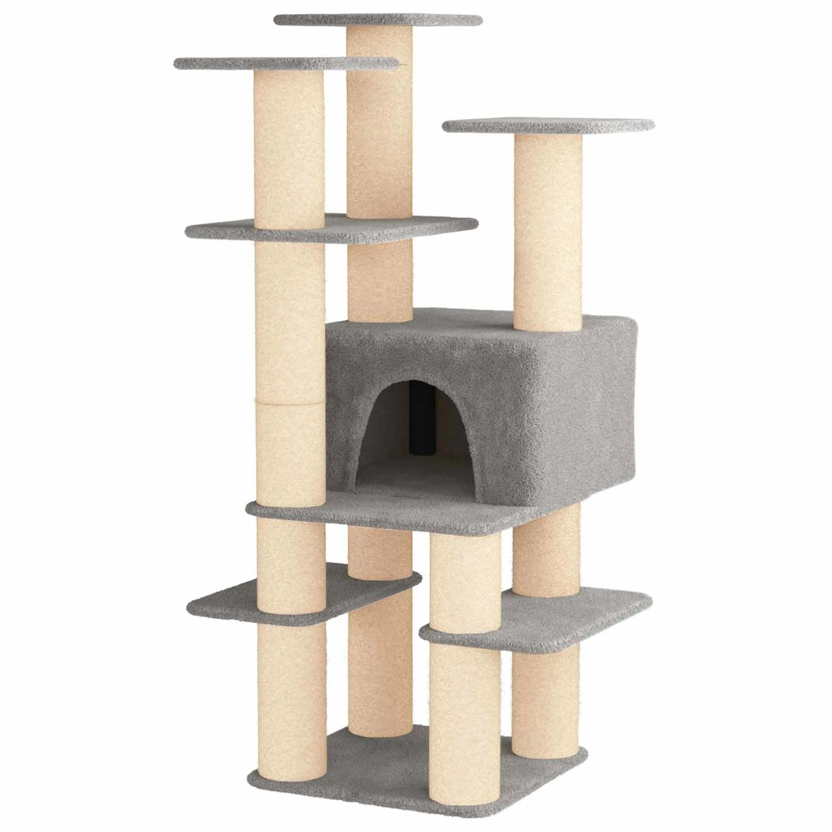 Albero per gatti con pali in sisal 82x82x161 cm