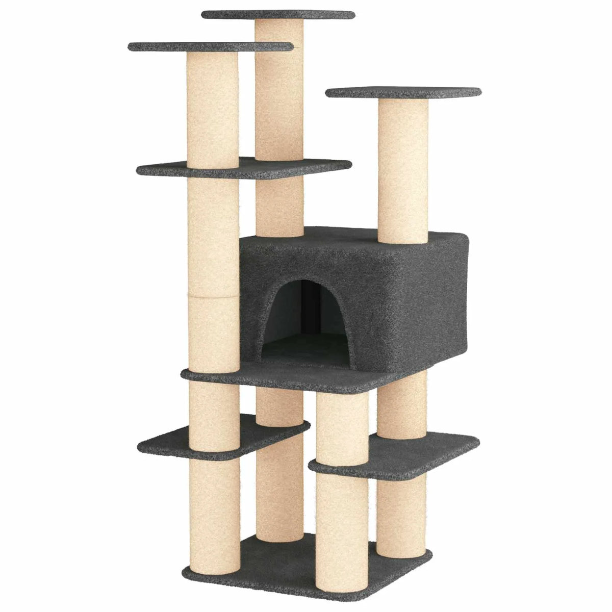 Albero per gatti con pali in sisal 82x82x161 cm
