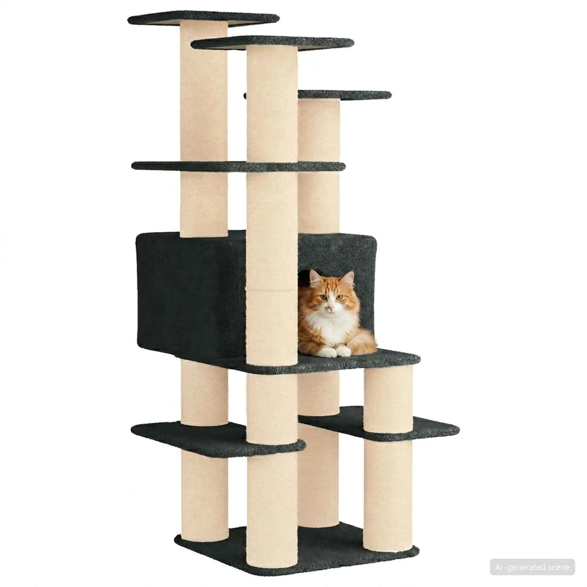 Albero per gatti con pali in sisal 82x82x161 cm