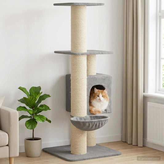 Albero per gatti con pali in sisal 65 x 71 x 137 cm