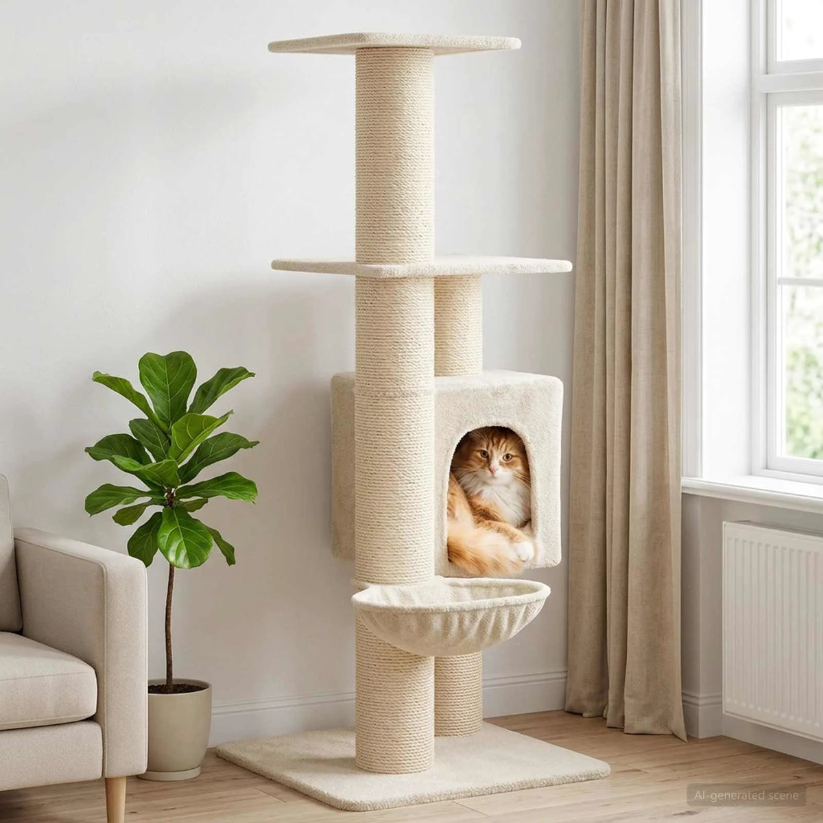 Albero per gatti con pali in sisal 65 x 71 x 137 cm