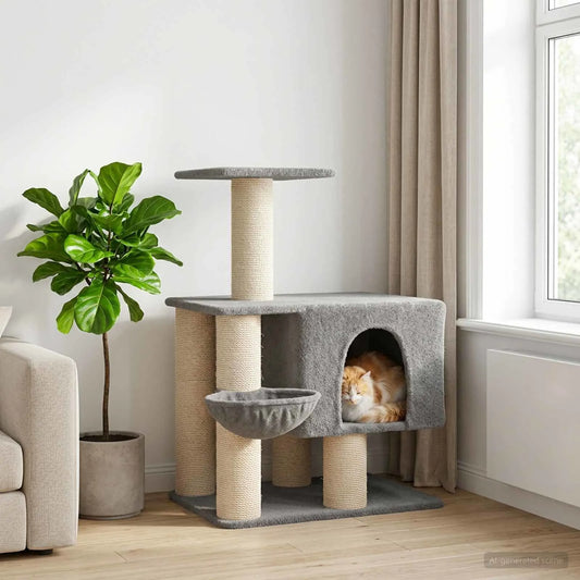 Albero per gatti con pali in sisal 93x74x96 cm