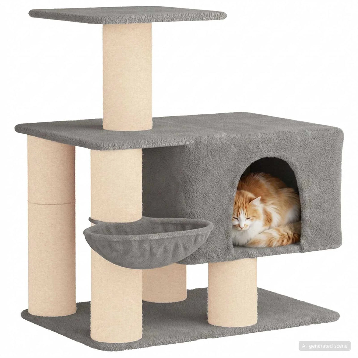 Albero per gatti con pali in sisal 93x74x96 cm