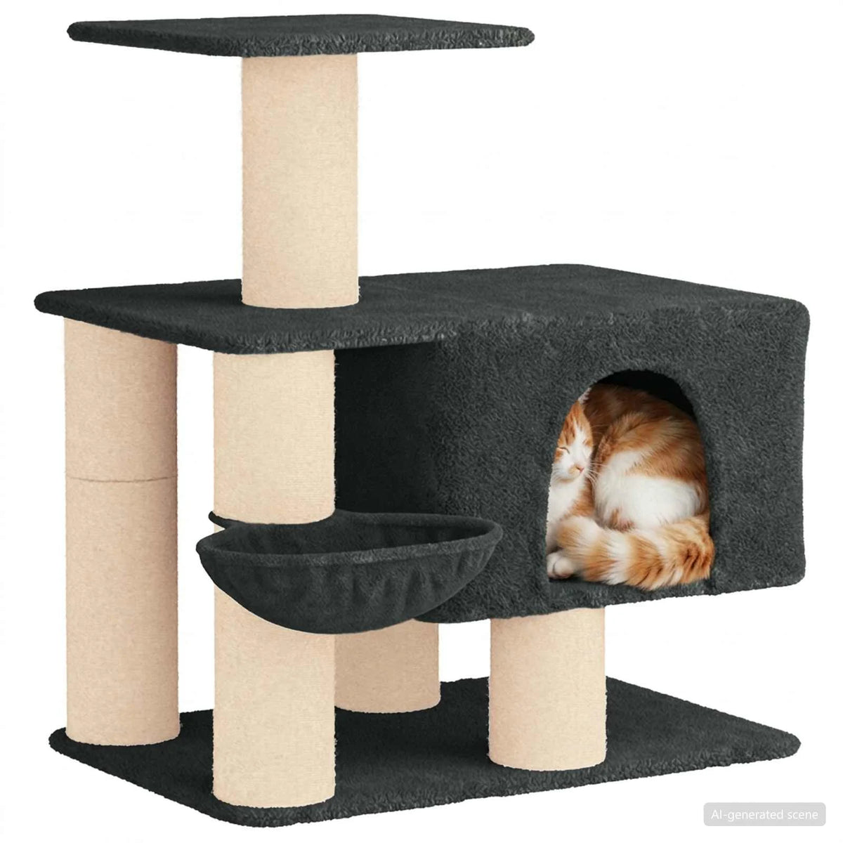Albero per gatti con pali in sisal 93x74x96 cm
