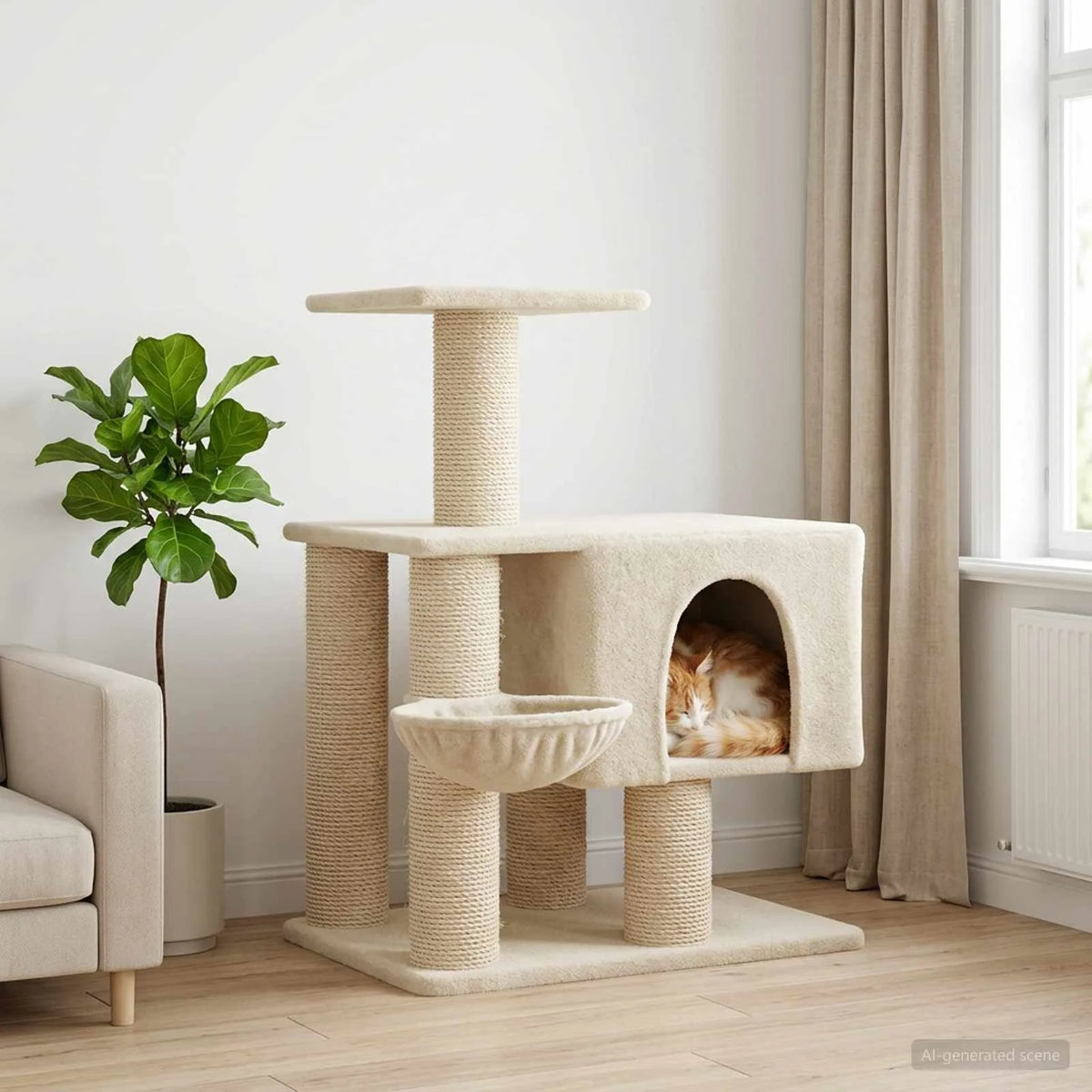 Albero per gatti con pali in sisal 93x74x96 cm