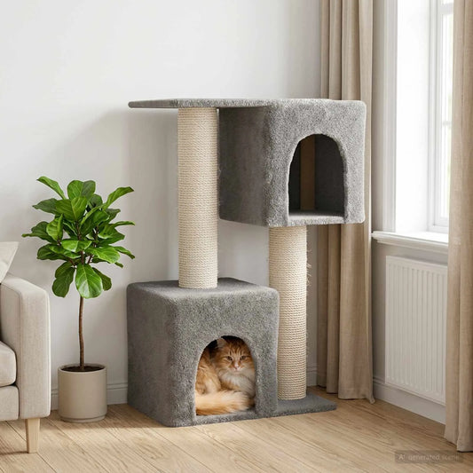 Albero per gatti con pali in sisal 82x43x114 cm