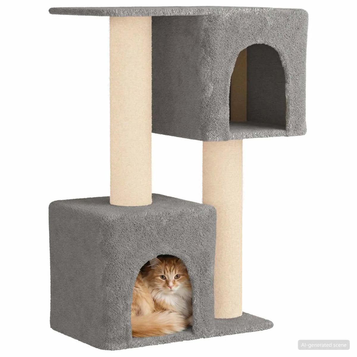 Albero per gatti con pali in sisal 82x43x114 cm