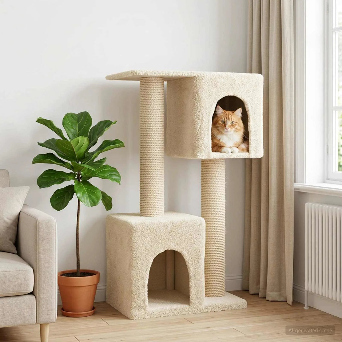 Albero per gatti con pali in sisal 82x43x114 cm