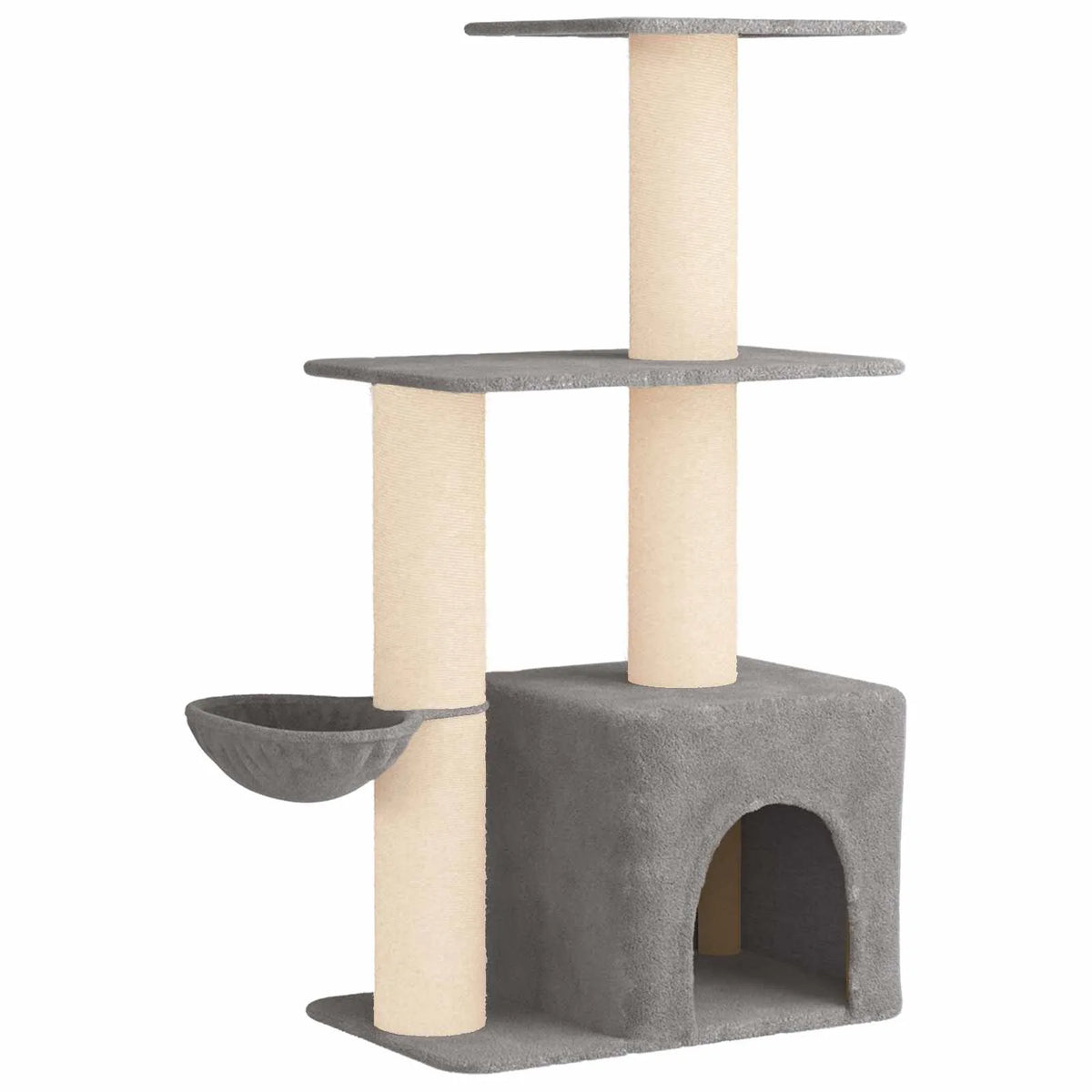 Albero per gatti 133 cm con pali in sisal e condominio