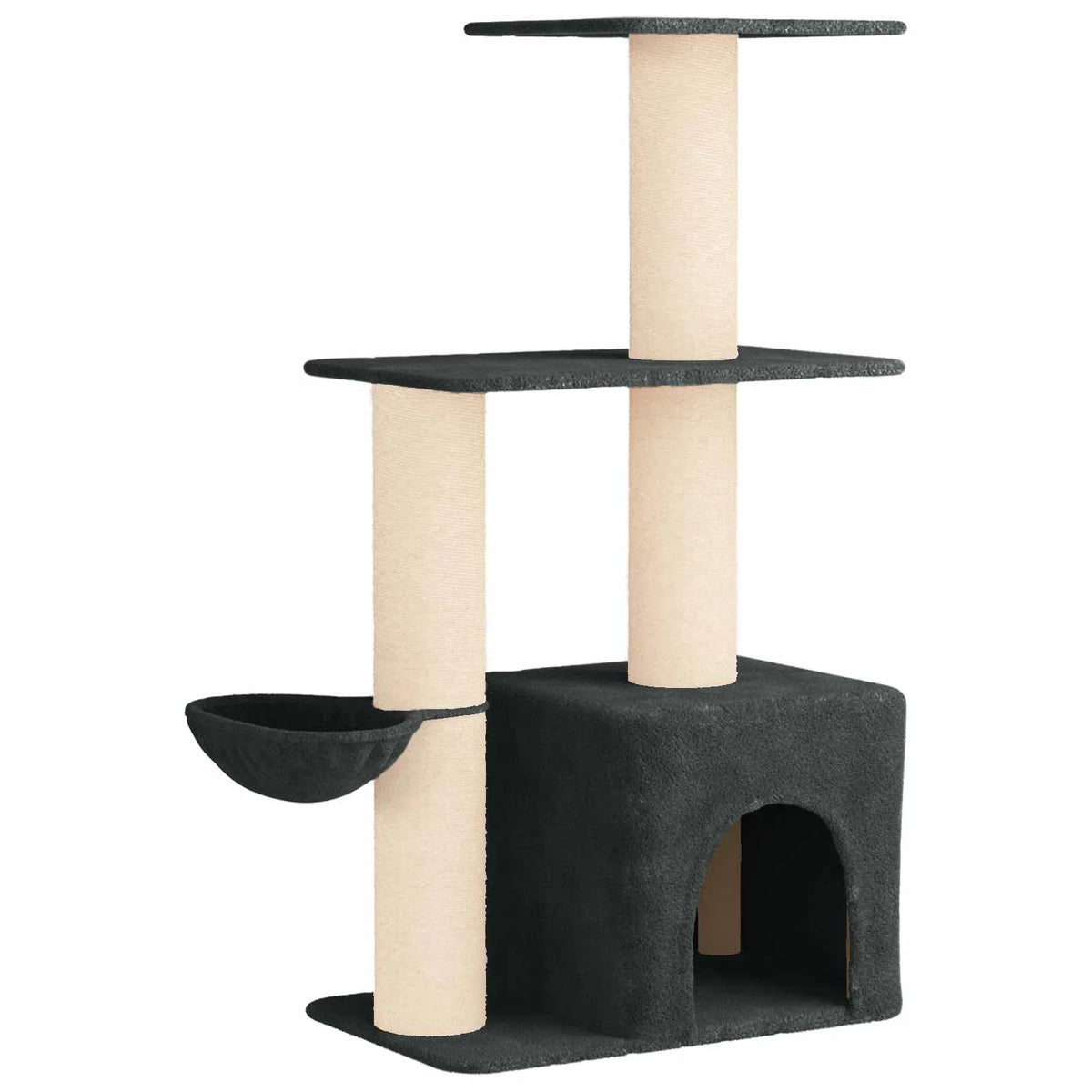 Albero per gatti 133 cm con pali in sisal e condominio