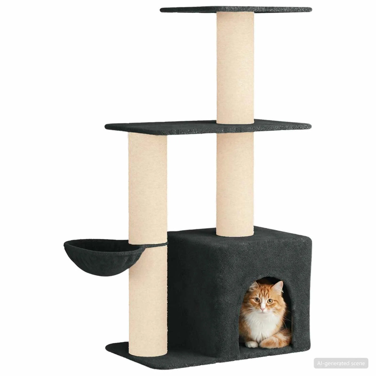 Albero per gatti 133 cm con pali in sisal e condominio