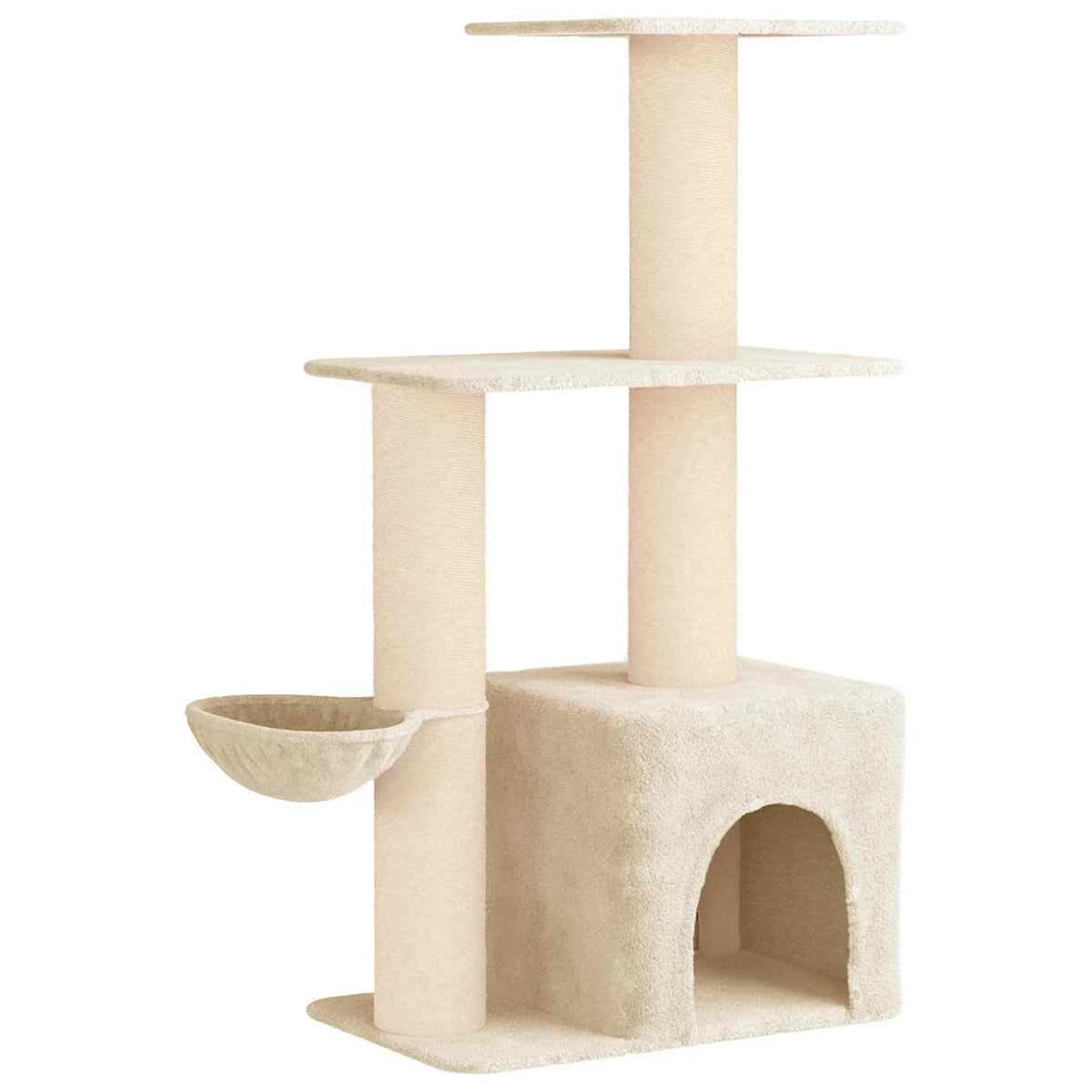 Albero per gatti 133 cm con pali in sisal e condominio