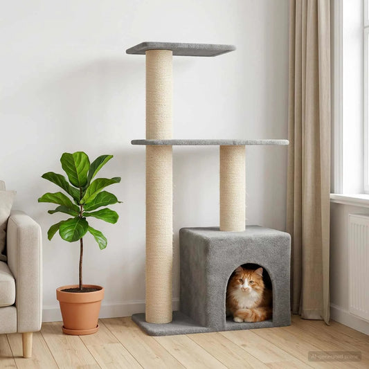 Albero per gatti con pali in sisal 69x43x133 cm