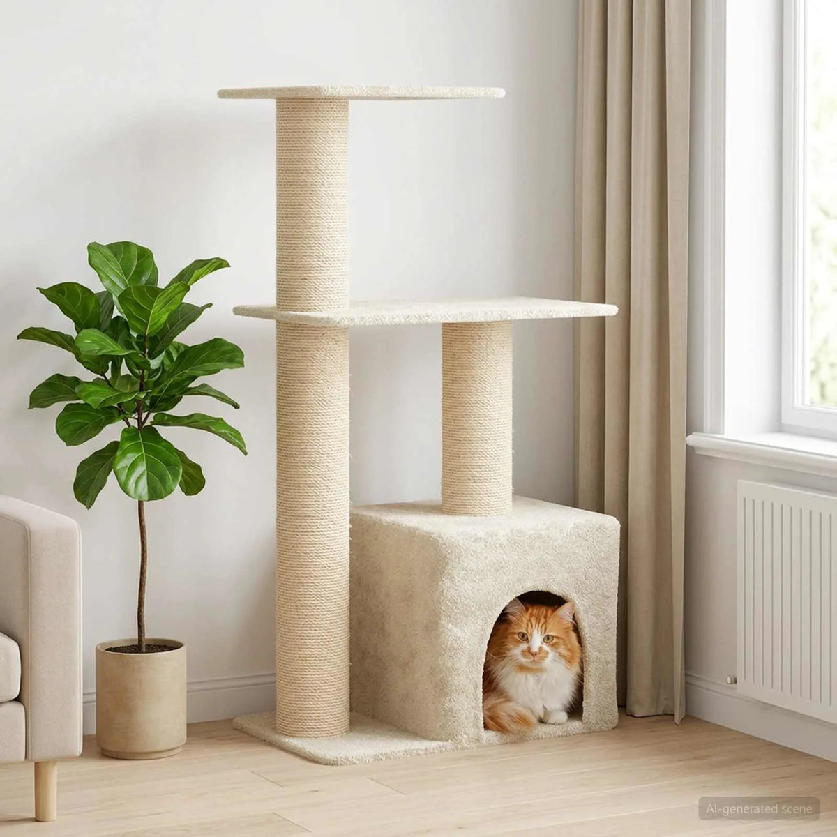 Albero per gatti con pali in sisal 69x43x133 cm