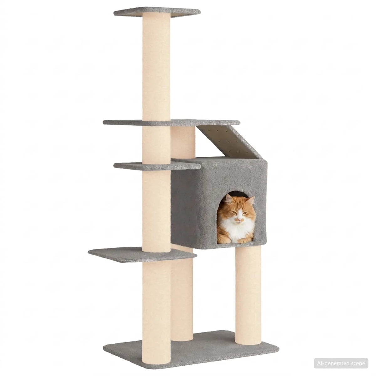 Albero per gatti con pali in sisal 110x84x183 cm