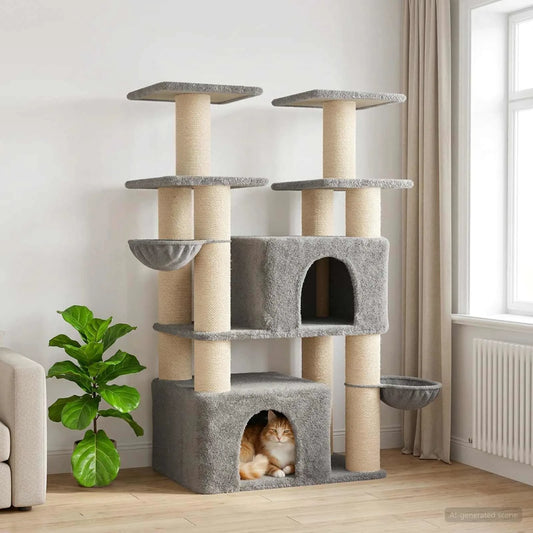 Albero per gatti con pali in sisal 81,5 x 56 x 147 cm