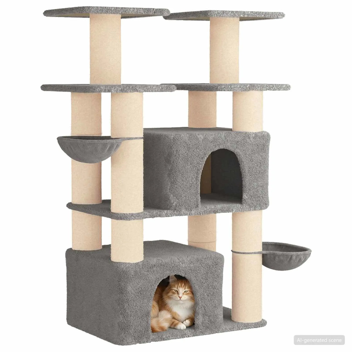 Albero per gatti con pali in sisal 81,5 x 56 x 147 cm