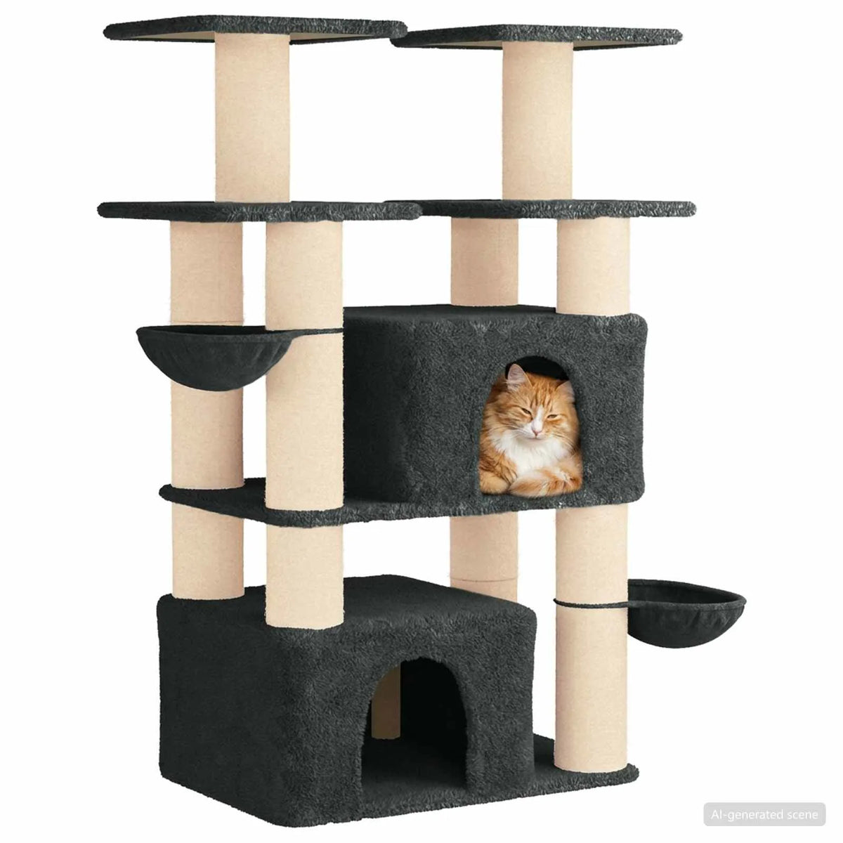Albero per gatti con pali in sisal 81,5 x 56 x 147 cm