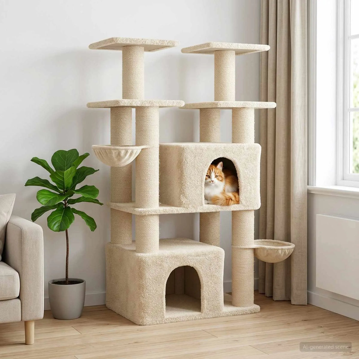 Albero per gatti con pali in sisal 81,5 x 56 x 147 cm