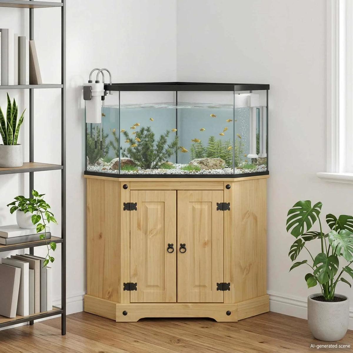 Supporto per acquario Corona 70 x 70 x 73 cm, legno massello di pino