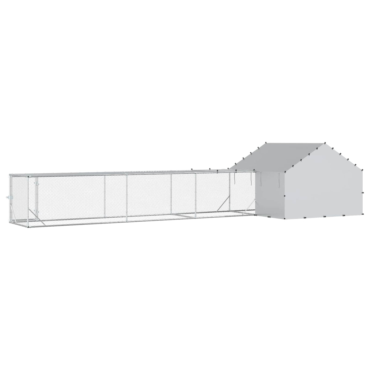 Gabbia per Galline con Tetto e Giardino 2 pz Argento