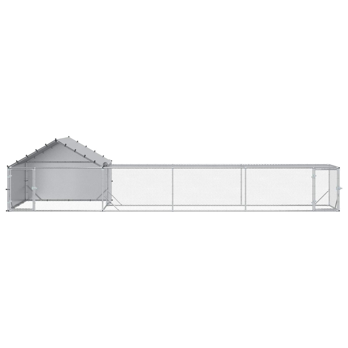 Gabbia per Galline con Tetto e Giardino 2 pz Argento