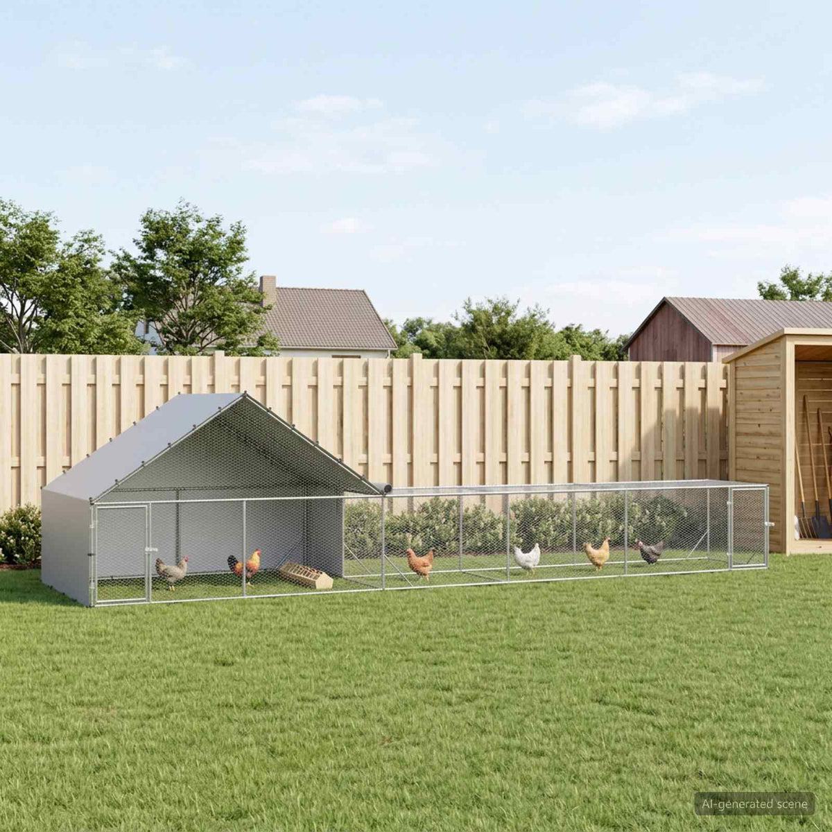 Gabbia per Galline con Tetto e Giardino 2 pz