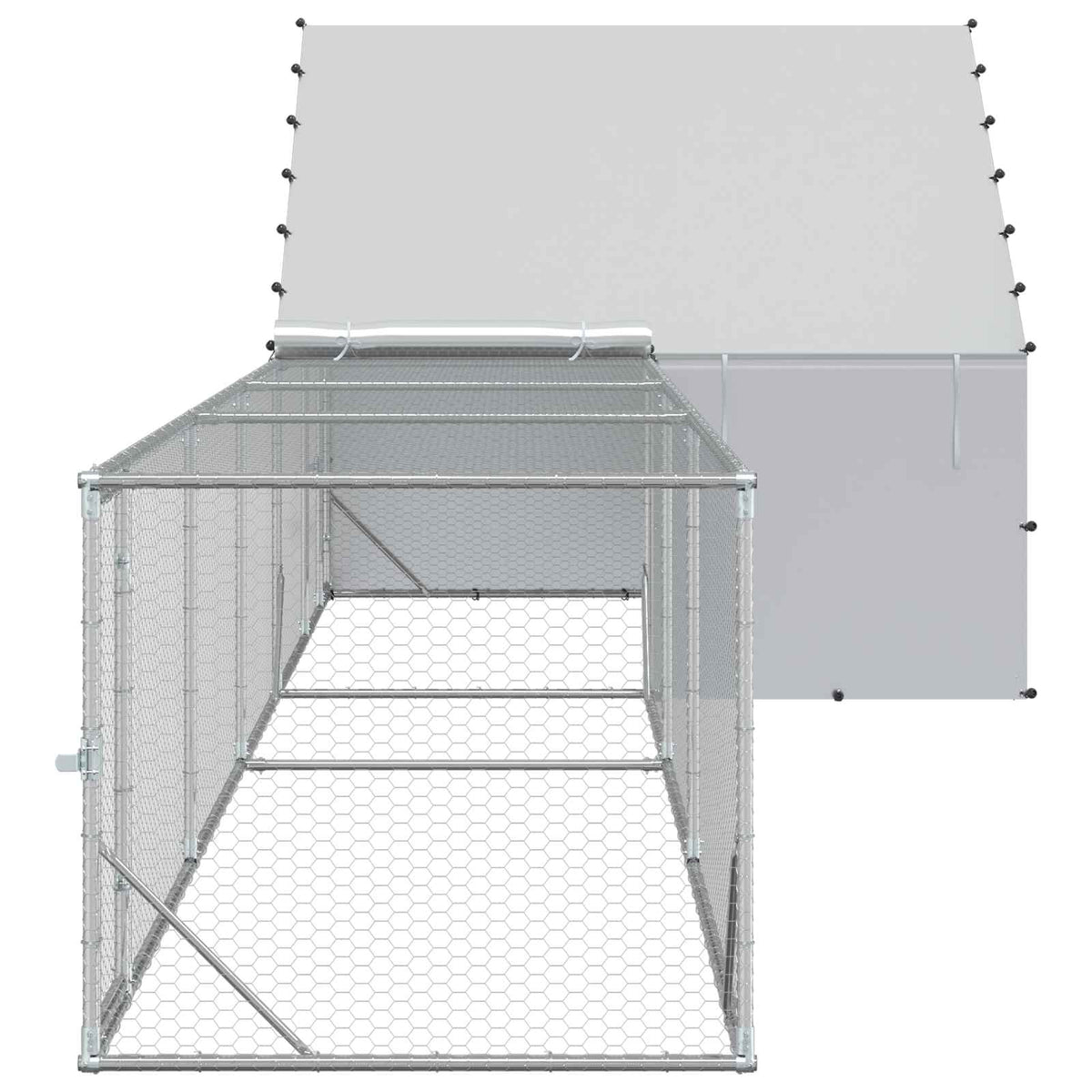 Gabbia per Galline con Tetto e Giardino 2 pz