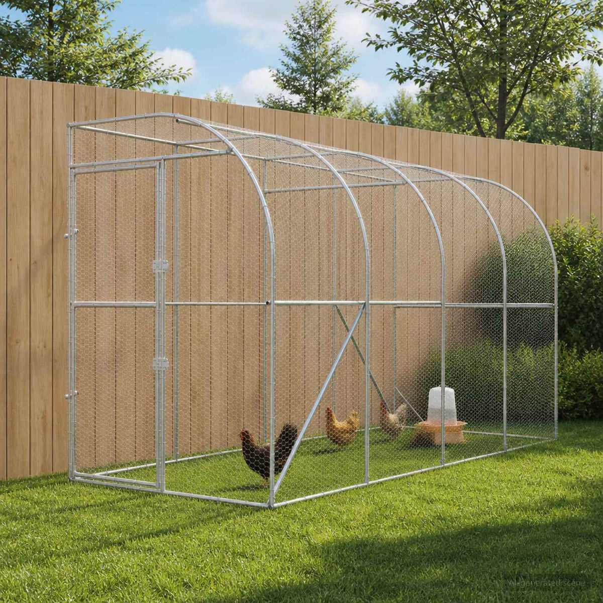 Gabbia per Polli Contro il Muro Argento 600 x 150 x 215 cm