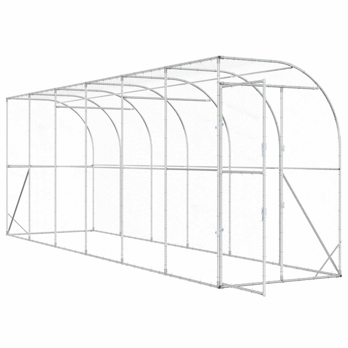 Gabbia per Polli Contro il Muro Argento 600 x 150 x 215 cm
