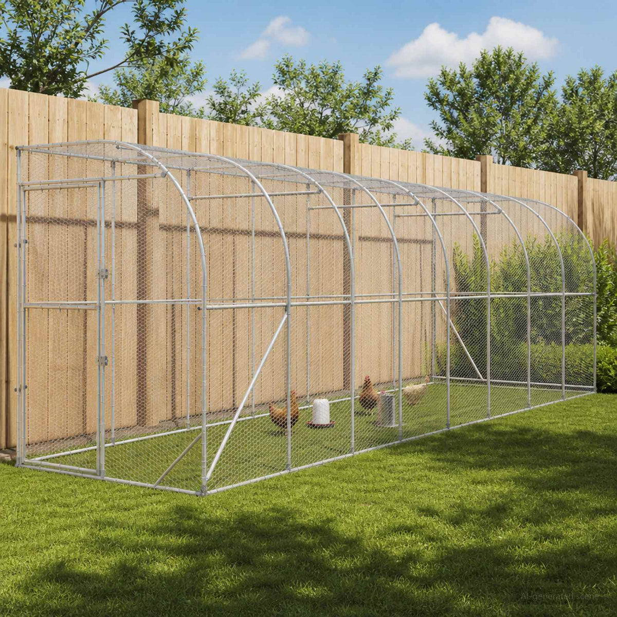 Gabbia per Polli Contro il Muro Argento 600 x 150 x 215 cm