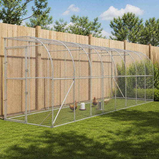 Gabbia per Polli Contro il Muro Argento 600 x 150 x 215 cm